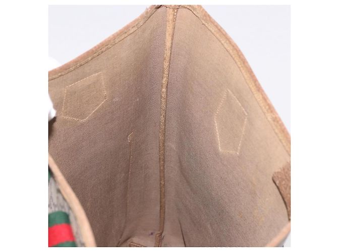 Borsa Tote GUCCI GUCCI Plus Supreme Web Sherry Line in PVC Beige Oro Auth gh2067 D'oro - vista 20