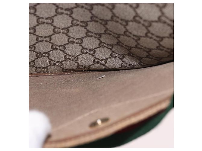 Borsa Tote GUCCI GUCCI Plus Supreme Web Sherry Line in PVC Beige Oro Auth gh2067 D'oro - vista 21