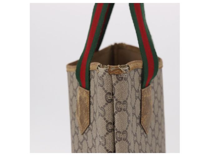 Borsa Tote GUCCI GUCCI Plus Supreme Web Sherry Line in PVC Beige Oro Auth gh2067 D'oro - vista 5