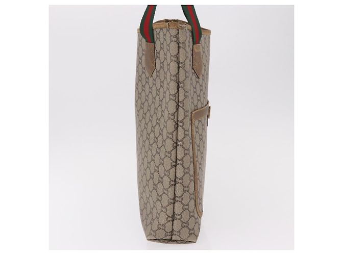 Borsa Tote GUCCI GUCCI Plus Supreme Web Sherry Line in PVC Beige Oro Auth gh2067 D'oro - vista 6