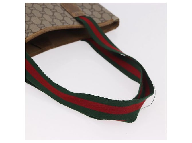 Borsa Tote GUCCI GUCCI Plus Supreme Web Sherry Line in PVC Beige Oro Auth gh2067 D'oro - vista 9