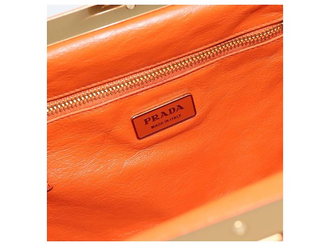 Borsa a Spalla con Catena PRADA Canvas Marrone Oro Auth 184304A D'oro - vista 15