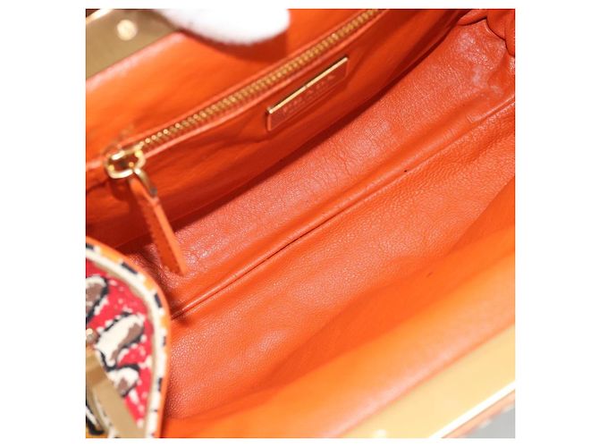 Borsa a Spalla con Catena PRADA Canvas Marrone Oro Auth 184304A D'oro - vista 16