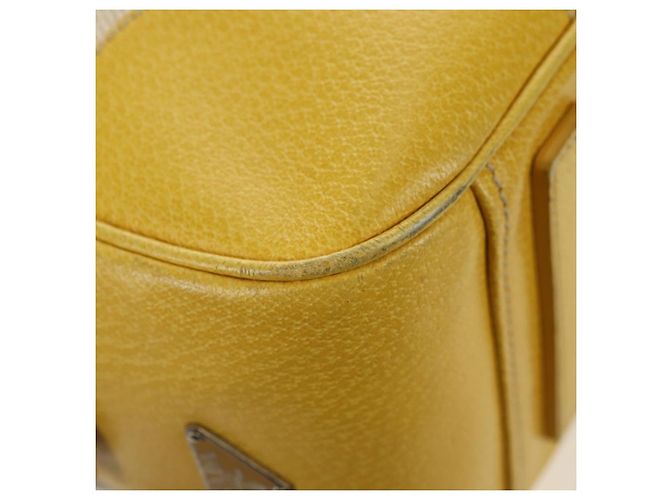 Borsa PRADA in tela e pelle beige giallo argento Auth am11779V - vista 12