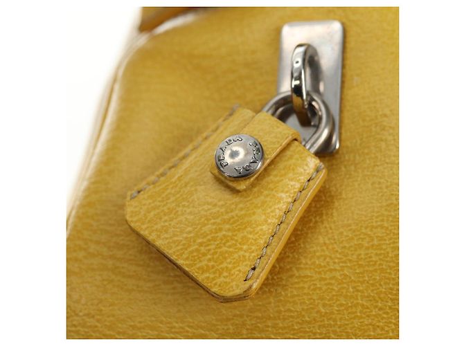 Borsa PRADA in tela e pelle beige giallo argento Auth am11779V - vista 17