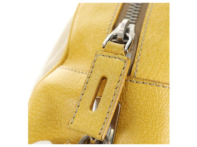 Borsa PRADA in tela e pelle beige giallo argento Auth am11779V - vista 19