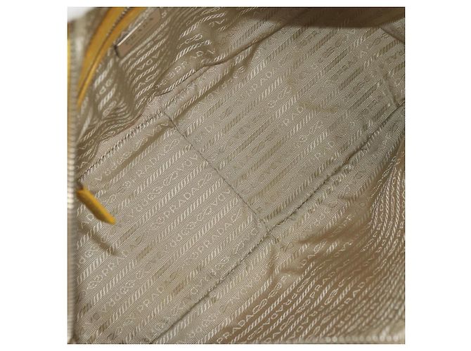 Borsa PRADA in tela e pelle beige giallo argento Auth am11779V - vista 21
