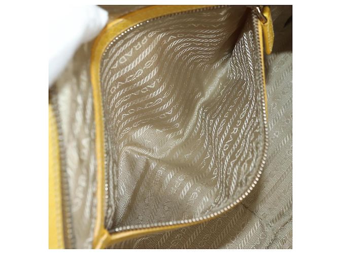 Borsa PRADA in tela e pelle beige giallo argento Auth am11779V - vista 25