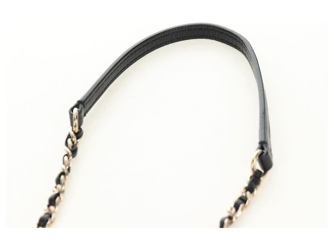 CHANEL Matelasse Pearl Chain Shoulder Bag Lamb Skin Black Gold CC Auth ka4643M Nero D'oro - vista 14