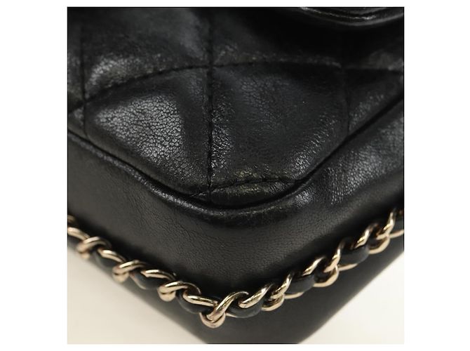 CHANEL Matelasse Pearl Chain Shoulder Bag Lamb Skin Black Gold CC Auth ka4643M Nero D'oro - vista 17