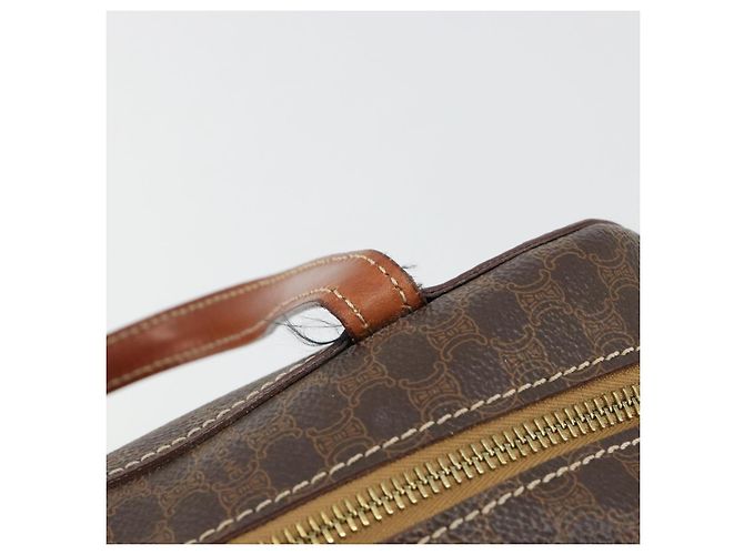 Céline Borsa CELINE Macadam Canvas PVC Pelle Marrone Oro Auth 180639 D'oro - vista 14