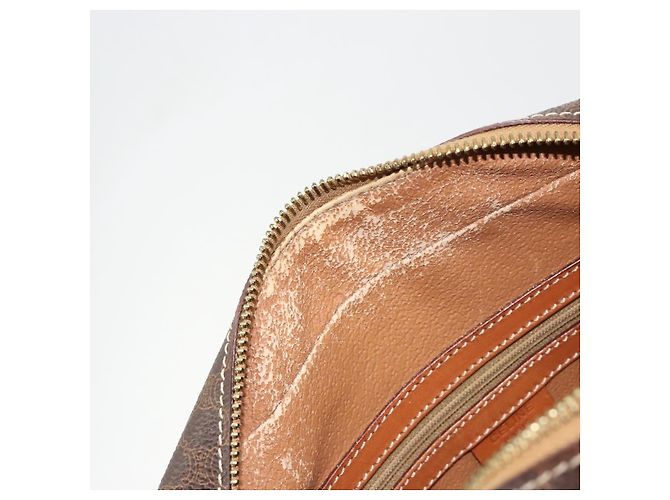 Céline Borsa CELINE Macadam Canvas PVC Pelle Marrone Oro Auth 180639 D'oro - vista 16