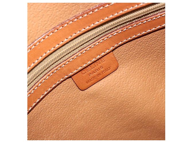 Céline Borsa CELINE Macadam Canvas PVC Pelle Marrone Oro Auth 180639 D'oro - vista 17