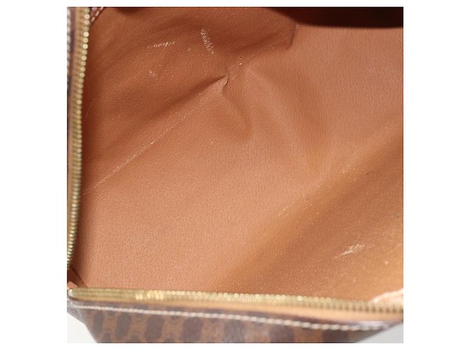 Céline Borsa CELINE Macadam Canvas PVC Pelle Marrone Oro Auth 180639 D'oro - vista 18