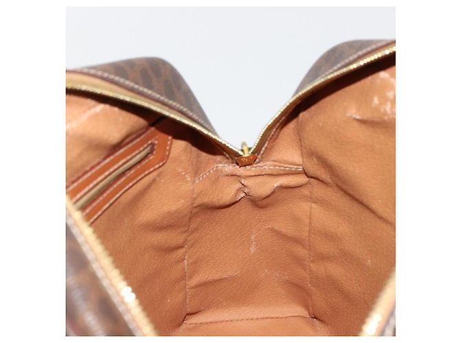 Céline Borsa CELINE Macadam Canvas PVC Pelle Marrone Oro Auth 180639 D'oro - vista 19