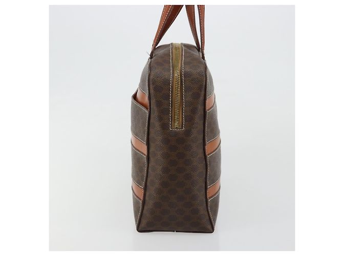 Céline Borsa CELINE Macadam Canvas PVC Pelle Marrone Oro Auth 180639 D'oro - vista 5