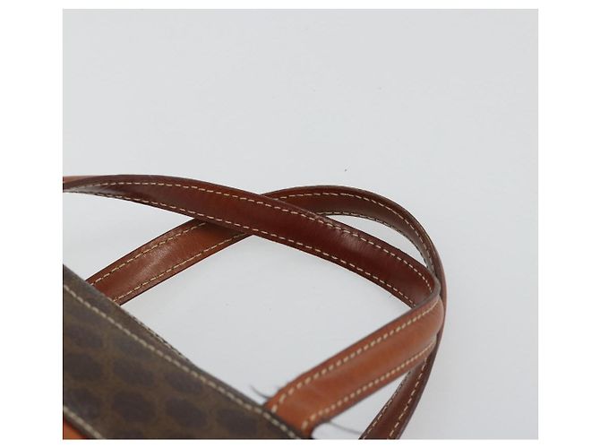 Céline Borsa CELINE Macadam Canvas PVC Pelle Marrone Oro Auth 180639 D'oro - vista 8
