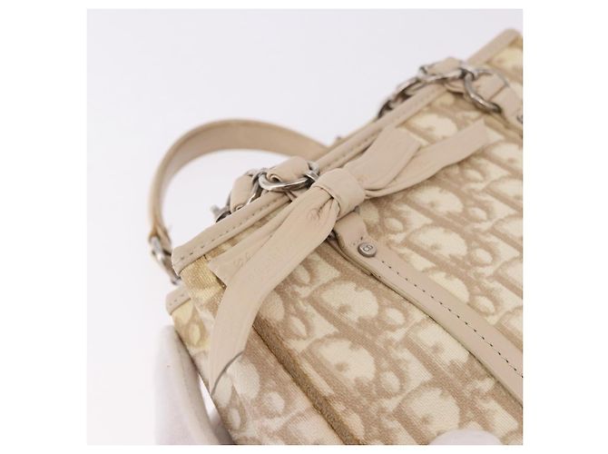 Bolso Christian Dior Trotter Canvas Romantic PVC Beige Plata Auth 184305A - vista 14