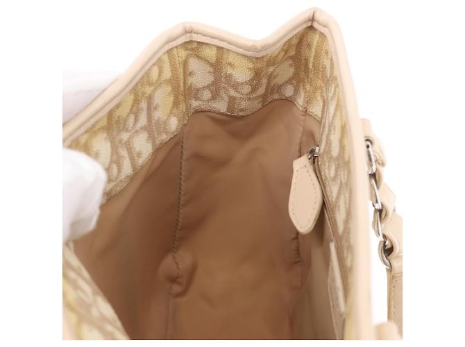 Bolso Christian Dior Trotter Canvas Romantic PVC Beige Plata Auth 184305A - vista 18