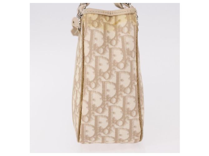 Bolso Christian Dior Trotter Canvas Romantic PVC Beige Plata Auth 184305A - vista 4