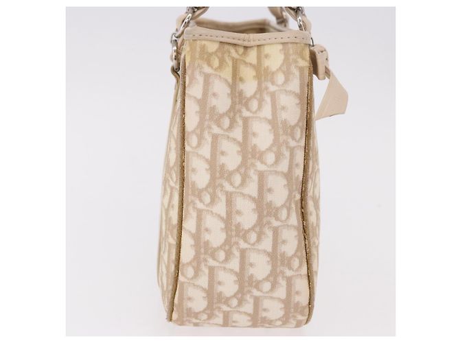 Bolso Christian Dior Trotter Canvas Romantic PVC Beige Plata Auth 184305A - vista 5
