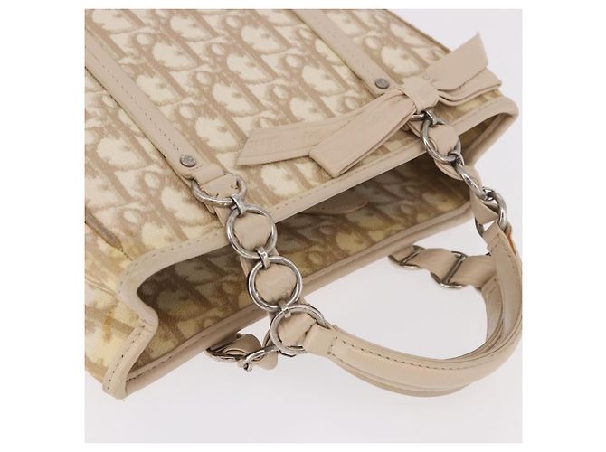 Bolso Christian Dior Trotter Canvas Romantic PVC Beige Plata Auth 184305A - vista 6