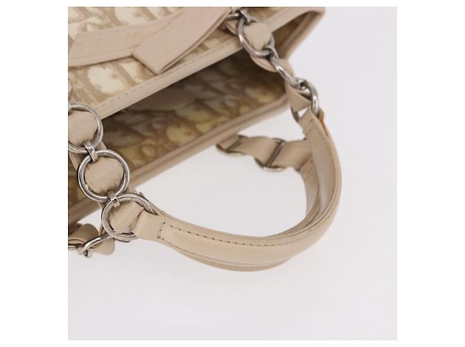 Bolso Christian Dior Trotter Canvas Romantic PVC Beige Plata Auth 184305A - vista 7
