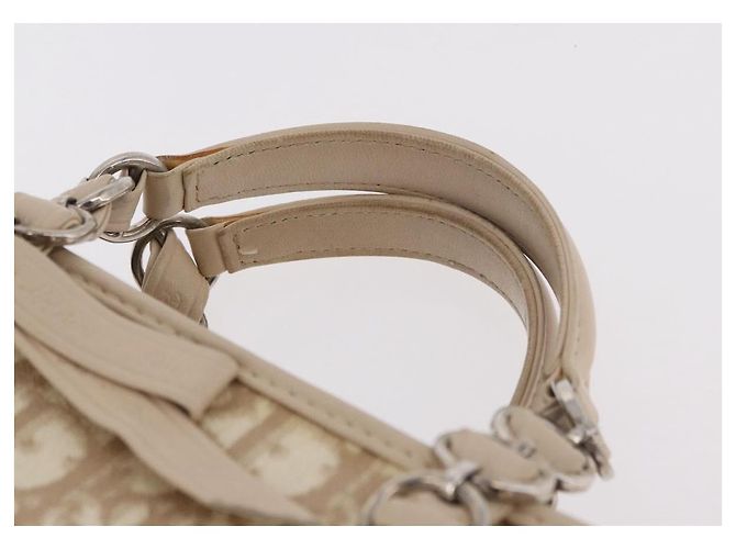 Bolso Christian Dior Trotter Canvas Romantic PVC Beige Plata Auth 184305A - vista 8