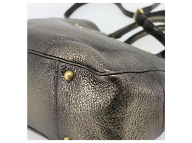 PRADA Tote Bag Leder 2way Gold Auth 182095 Golden - Ansicht 14