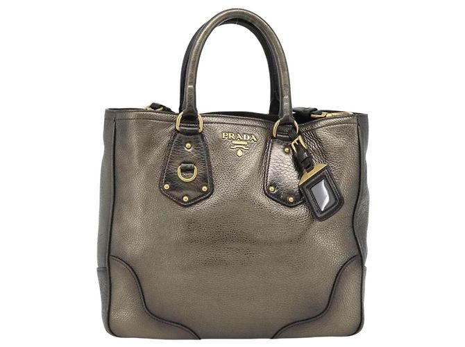 PRADA Tote Bag Leder 2way Gold Auth 182095 Golden - Ansicht 2