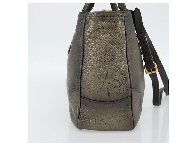 PRADA Tote Bag Leder 2way Gold Auth 182095 Golden - Ansicht 4