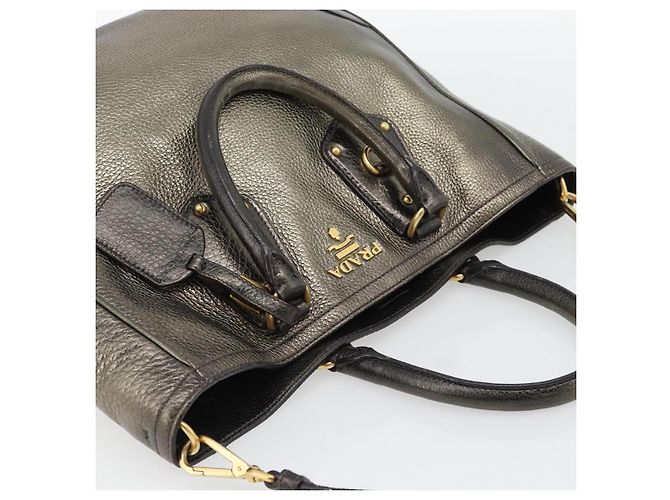 PRADA Tote Bag Leder 2way Gold Auth 182095 Golden - Ansicht 6