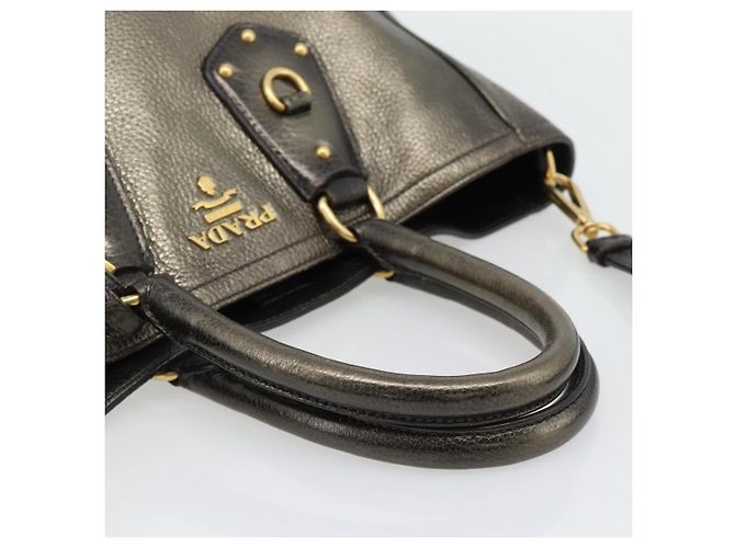 PRADA Tote Bag Leder 2way Gold Auth 182095 Golden - Ansicht 7