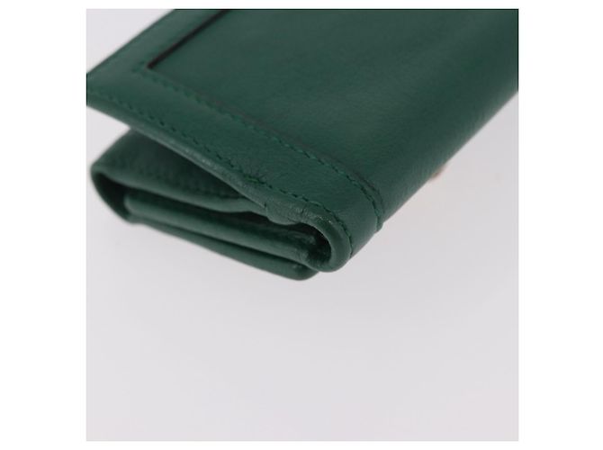 Portafoglio compatto GUCCI Horsebit in pelle verde e oro 659632 Auth 183124M D'oro - vista 10