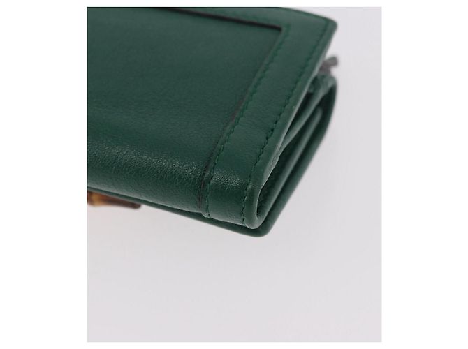 Portafoglio compatto GUCCI Horsebit in pelle verde e oro 659632 Auth 183124M D'oro - vista 11