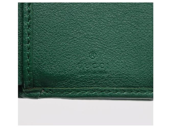 Portafoglio compatto GUCCI Horsebit in pelle verde e oro 659632 Auth 183124M D'oro - vista 14