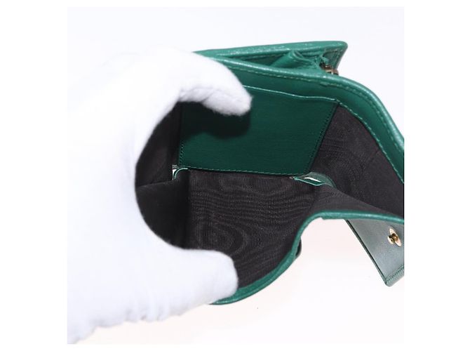 Portafoglio compatto GUCCI Horsebit in pelle verde e oro 659632 Auth 183124M D'oro - vista 15