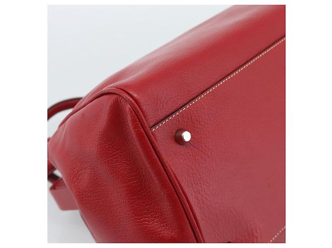 Borsa PRADA in pelle rosso argento Auth 183707A - vista 11