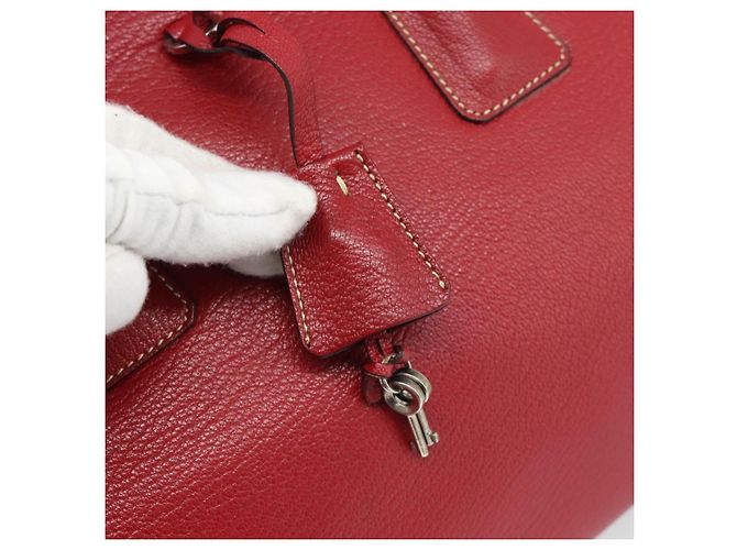 Borsa PRADA in pelle rosso argento Auth 183707A - vista 14