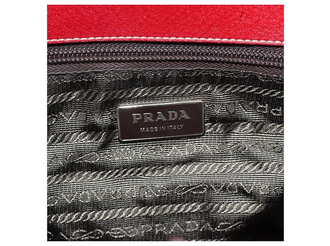 Borsa PRADA in pelle rosso argento Auth 183707A - vista 16