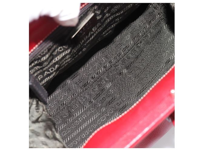 Borsa PRADA in pelle rosso argento Auth 183707A - vista 17