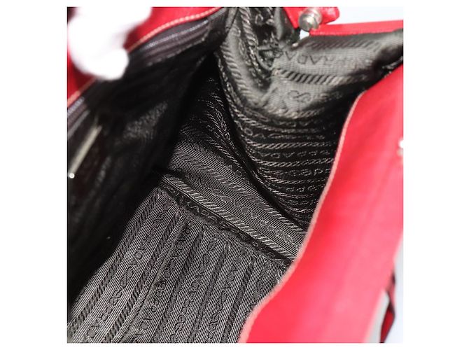 Borsa PRADA in pelle rosso argento Auth 183707A - vista 18