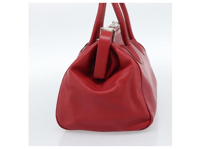 Borsa PRADA in pelle rosso argento Auth 183707A - vista 5