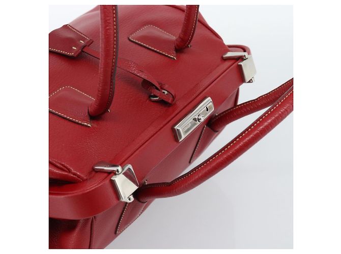 Borsa PRADA in pelle rosso argento Auth 183707A - vista 6