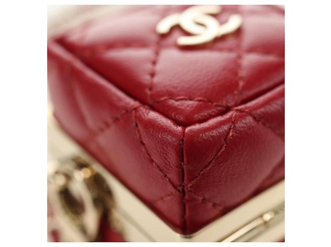 Charm per borsa CHANEL Matelasse in pelle di agnello rosso e oro CC Autentico 181875SAM D'oro - vista 10