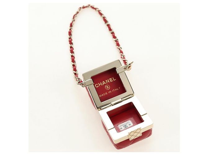 Charm per borsa CHANEL Matelasse in pelle di agnello rosso e oro CC Autentico 181875SAM D'oro - vista 16
