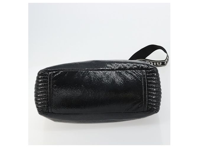 Borsa Miu Miu in pelle vernice 2 modi Nero Argento Auth 182913M - vista 11