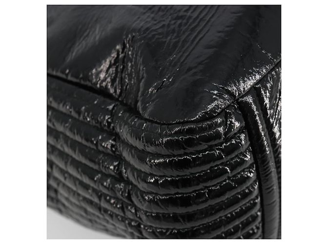 Borsa Miu Miu in pelle vernice 2 modi Nero Argento Auth 182913M - vista 13