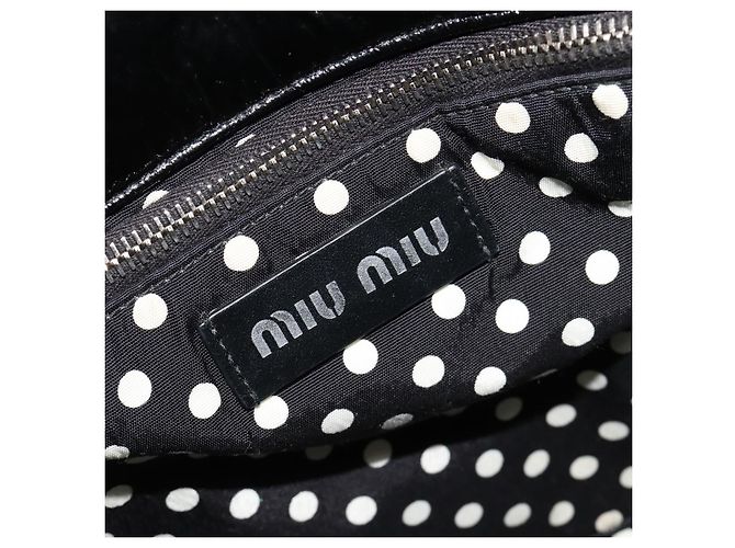Borsa Miu Miu in pelle vernice 2 modi Nero Argento Auth 182913M - vista 17