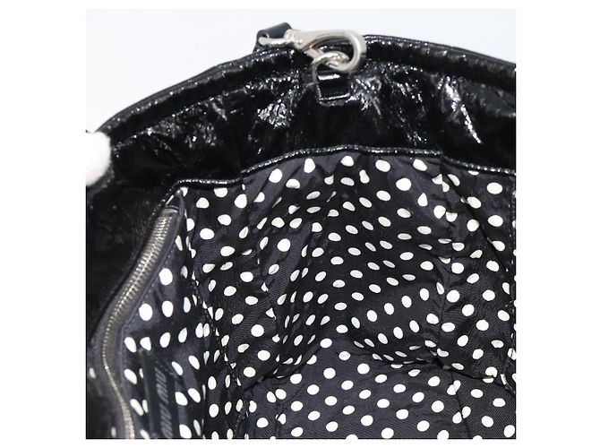 Borsa Miu Miu in pelle vernice 2 modi Nero Argento Auth 182913M - vista 19